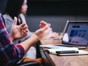 Man and woman with laptop