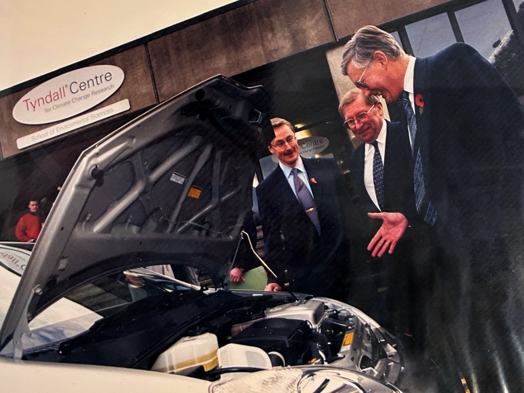 The Tyndall Centre for Climate Change Research: 25 years of impact 1 An electric vehicle on display at the launch of the Tyndall Centre, highlighting early interest in low-carbon transport and climate solutions.